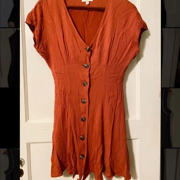 open lace back dress Burnt Orange Prom Dress 2022 Puffed Sleeve 20507 Burnt Orange / US12